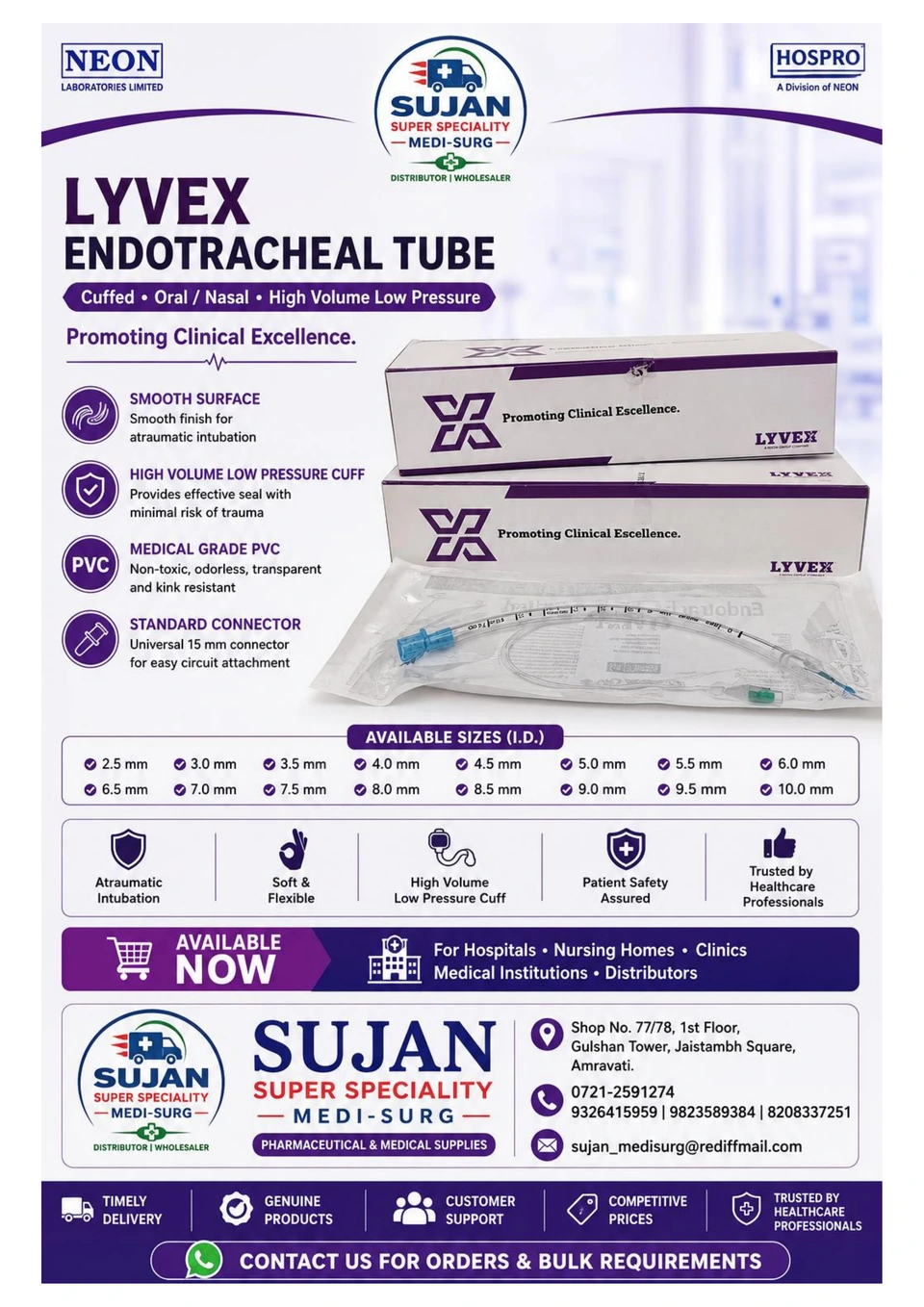 Sujan Super Speciality Medi-Surg — Lyvex Endotracheal Tube
