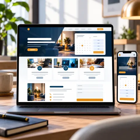 Illustration of a service website with booking pathway