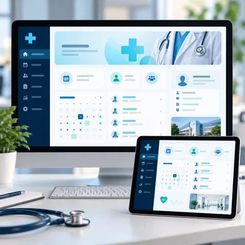 Illustration of a hospital website on multiple devices